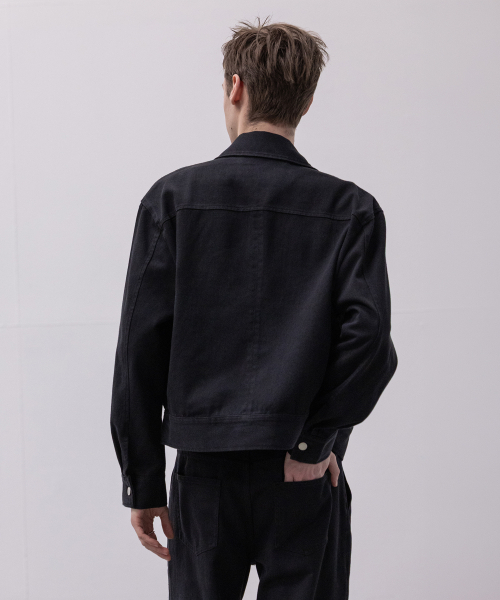 DECOROSO（デコローゾ）の「ツイルコットンセミクロップジャケット[ブラック]（デニムジャケット・メンズ・その他・LARGE/X-LARGE）」の4枚目の写真