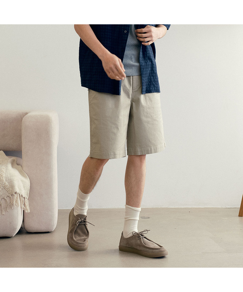 MINDBRIDGE(マインドブリッジ)の「ルーズフィットフルバンディングチノハーフパンツ - 5カラー(その他パンツ・メンズ・ホワイト/ライトグレー/ブラック/ベージュ/ブラウン・36/34/32/30/29)」の1枚目の写真