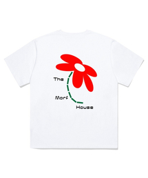 ボールドフラワーオーバーサイズ半袖Tシャツホワイト