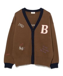 スウェットライク ロゴ ニット カーディガン