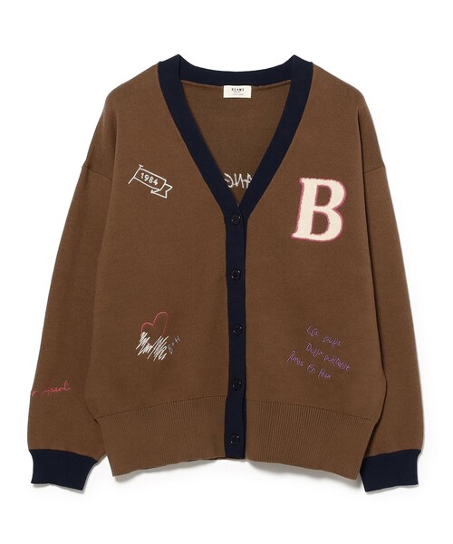 BEAMS HEART(ビームスハート)の「スウェットライク ロゴ ニット カーディガン(カーディガン/ボレロ・レディース・ブラウン/チャコールグレー/グレー・FREE)」の3枚目の写真