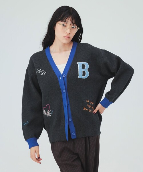 BEAMS HEART(ビームスハート)の「スウェットライク ロゴ ニット カーディガン(カーディガン/ボレロ・レディース・ブラウン/チャコールグレー/グレー・FREE)」の1枚目の写真