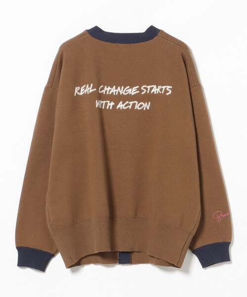 BEAMS HEART(ビームスハート)の「スウェットライク ロゴ ニット カーディガン(カーディガン/ボレロ・レディース・ブラウン/チャコールグレー/グレー・FREE)」の6枚目の写真