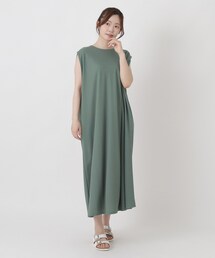 【ひんやり】接触冷感 ノースリーブ鹿の子ワンピース