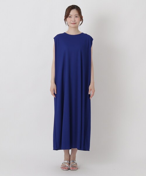 one'sterrace(ワンズテラス)の「【ひんやり】接触冷感 ノースリーブ鹿の子ワンピース(ワンピース・レディース・ブルー系その他7/グレー系4/ブラック系8・02)」の5枚目の写真