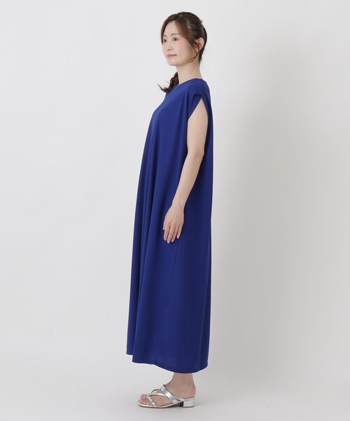one'sterrace(ワンズテラス)の「【ひんやり】接触冷感 ノースリーブ鹿の子ワンピース(ワンピース・レディース・ブルー系その他7/グレー系4/ブラック系8・02)」の6枚目の写真