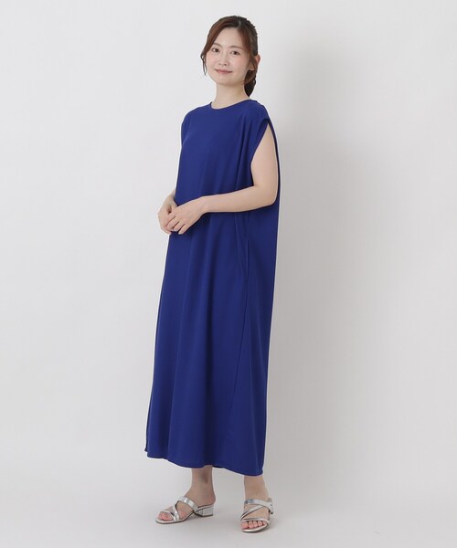 one'sterrace(ワンズテラス)の「【ひんやり】接触冷感 ノースリーブ鹿の子ワンピース(ワンピース・レディース・ブルー系その他7/グレー系4/ブラック系8・02)」の4枚目の写真