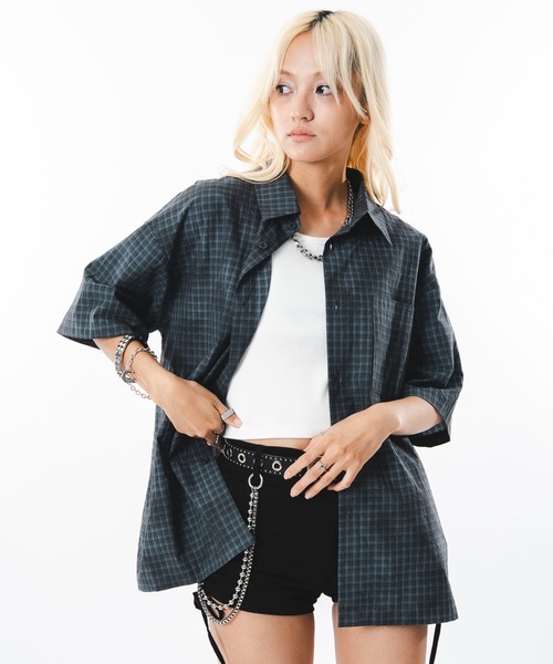 SHORT ROUND(ショートラウンド)の「SHORT ROUND/ブリーチミニチェックシャツ(シャツ/ブラウス・メンズ・アイボリー/ブラウン/ブルー・MEDIUM/LARGE)」の3枚目の写真