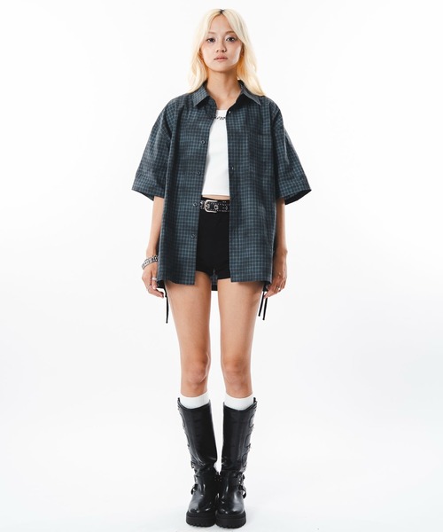 SHORT ROUND(ショートラウンド)の「SHORT ROUND/ブリーチミニチェックシャツ(シャツ/ブラウス・メンズ・アイボリー/ブラウン/ブルー・MEDIUM/LARGE)」の4枚目の写真