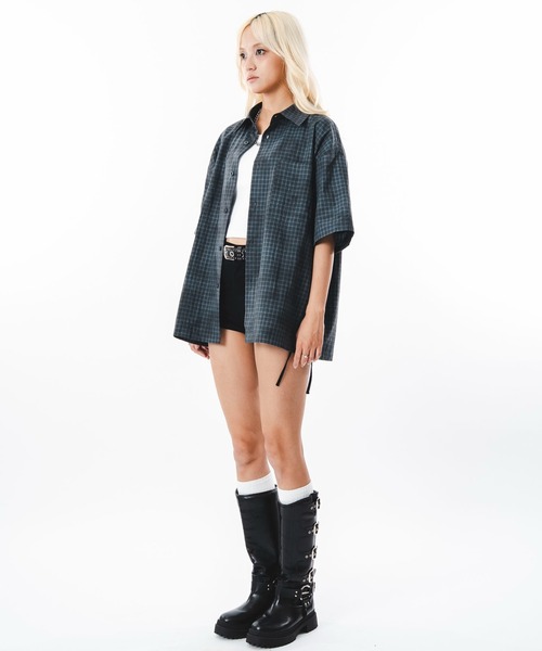 SHORT ROUND(ショートラウンド)の「SHORT ROUND/ブリーチミニチェックシャツ(シャツ/ブラウス・メンズ・アイボリー/ブラウン/ブルー・MEDIUM/LARGE)」の5枚目の写真