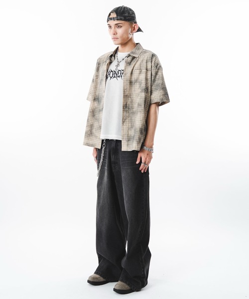 SHORT ROUND(ショートラウンド)の「SHORT ROUND/ブリーチミニチェックシャツ(シャツ/ブラウス・メンズ・アイボリー/ブラウン/ブルー・MEDIUM/LARGE)」の9枚目の写真