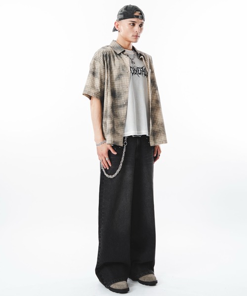 SHORT ROUND(ショートラウンド)の「SHORT ROUND/ブリーチミニチェックシャツ(シャツ/ブラウス・メンズ・アイボリー/ブラウン/ブルー・MEDIUM/LARGE)」の11枚目の写真