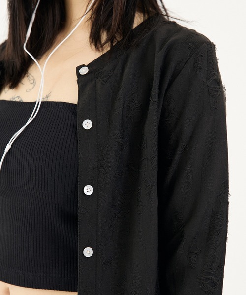 FTW(エフティダブリュー)の「DAMAGE CREW CARDIGAN(カーディガン/ボレロ・レディース・チャコールグレー/ブラック/グリーン・SMALL/MEDIUM)」の9枚目の写真