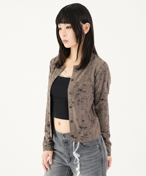 FTW(エフティダブリュー)の「DAMAGE CREW CARDIGAN(カーディガン/ボレロ・レディース・チャコールグレー/ブラック/グリーン・SMALL/MEDIUM)」の17枚目の写真