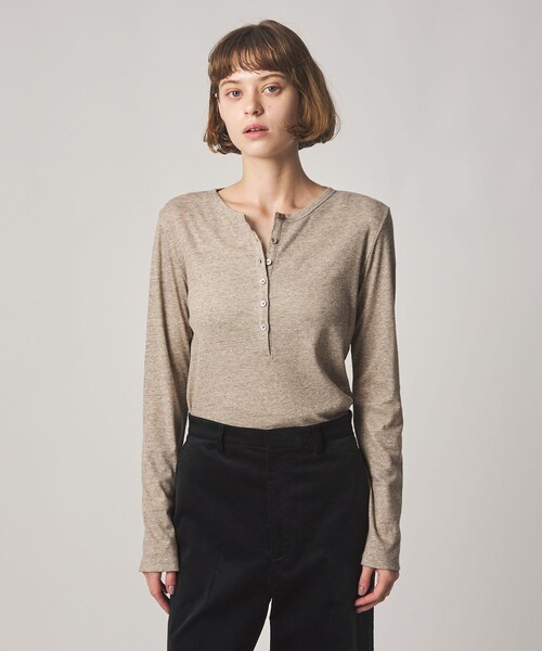 Steven Alan(スティーブンアラン)の「<Steven Alan>ヘンリーネック プルオーバー(Tシャツ/カットソー・レディース・ネイビー/ベージュ/ダークブラウン/イエロー・FREE)」の2枚目の写真