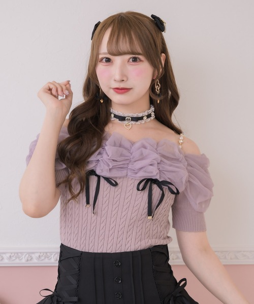 ROJITA(ロジータ)の「チュールオフショルニット(ニット/セーター・レディース・ピンク/ホワイト/ブラック・FREE)」の9枚目の写真