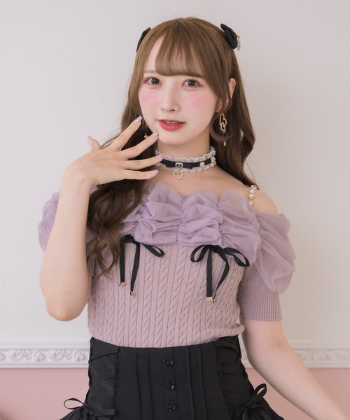 ROJITA(ロジータ)の「チュールオフショルニット(ニット/セーター・レディース・ピンク/ホワイト/ブラック・FREE)」の11枚目の写真