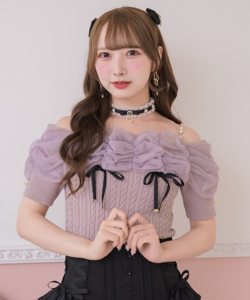 ROJITA(ロジータ)の「チュールオフショルニット(ニット/セーター・レディース・ピンク/ホワイト/ブラック・FREE)」の10枚目の写真