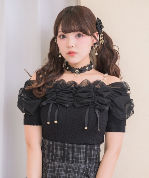 ROJITA(ロジータ)の「チュールオフショルニット(ニット/セーター・レディース・ピンク/ホワイト/ブラック・FREE)」の12枚目の写真