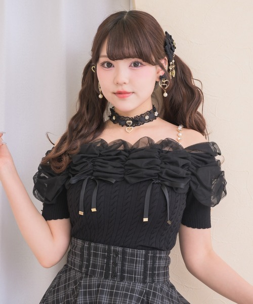 ROJITA(ロジータ)の「チュールオフショルニット(ニット/セーター・レディース・ピンク/ホワイト/ブラック・FREE)」の13枚目の写真