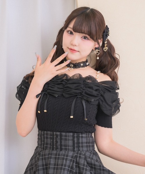 ROJITA(ロジータ)の「チュールオフショルニット(ニット/セーター・レディース・ピンク/ホワイト/ブラック・FREE)」の14枚目の写真