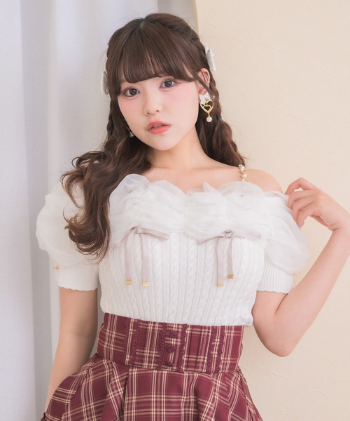 ROJITA(ロジータ)の「チュールオフショルニット(ニット/セーター・レディース・ピンク/ホワイト/ブラック・FREE)」の15枚目の写真