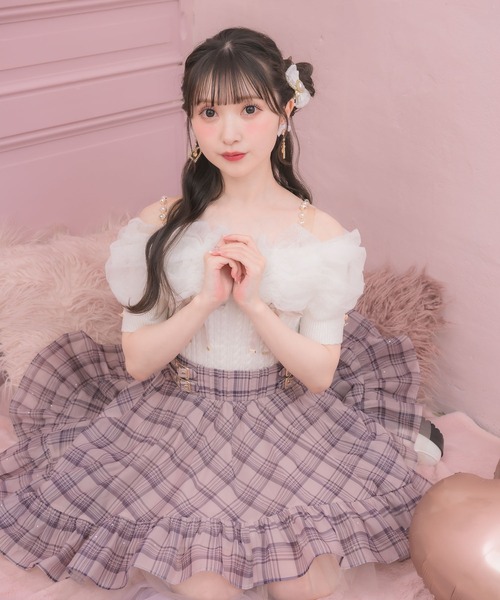 ROJITA(ロジータ)の「チュールオフショルニット(ニット/セーター・レディース・ピンク/ホワイト/ブラック・FREE)」の6枚目の写真
