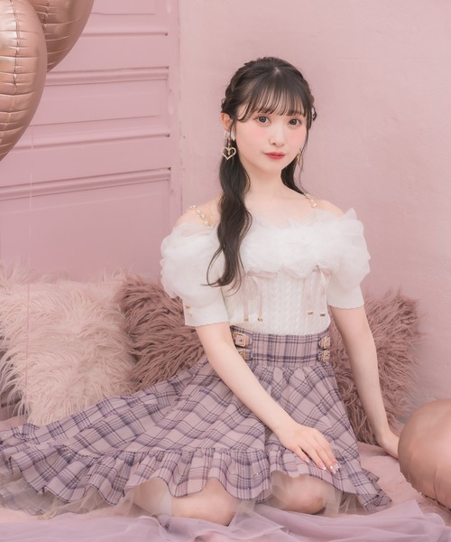 ROJITA(ロジータ)の「チュールオフショルニット(ニット/セーター・レディース・ピンク/ホワイト/ブラック・FREE)」の8枚目の写真