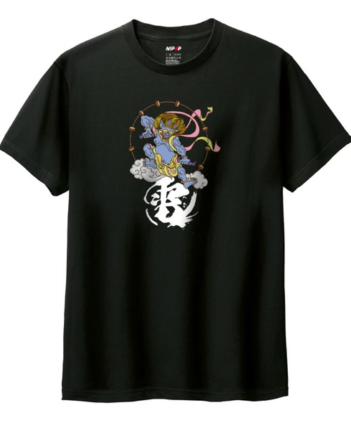 NIPOP(ニポップ)の「NIPOP(ニポップ) 半袖Tシャツ 雷神 和 ロゴ イラスト プリント インバウンド お土産 トップス カットソー レディース(Tシャツ/カットソー・レディース・ホワイト系3/ブラック系2/ブラック系1/ホワイト系1/ブラック系3/ホワイト系2・L/M)」の5枚目の写真