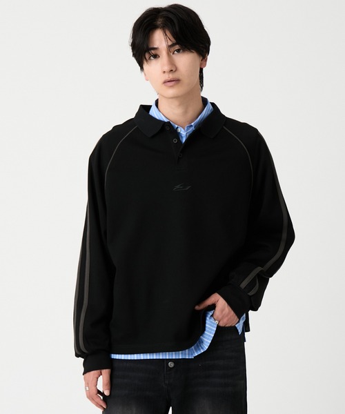 EVOLVERA(エボルヴェラー)の「Raglan side line logo embroidery Polo shirt / ラグランサイドライン ロゴ刺繍 ポロシャツ(Tシャツ/カットソー・メンズ・ブラウン/ブラック・L/M)」の1枚目の写真