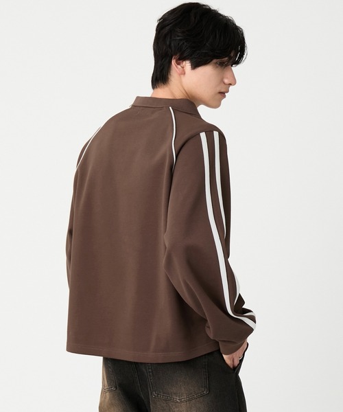 EVOLVERA(エボルヴェラー)の「Raglan side line logo embroidery Polo shirt / ラグランサイドライン ロゴ刺繍 ポロシャツ(Tシャツ/カットソー・メンズ・ブラウン/ブラック・L/M)」の8枚目の写真