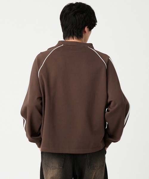 EVOLVERA(エボルヴェラー)の「Raglan side line logo embroidery Polo shirt / ラグランサイドライン ロゴ刺繍 ポロシャツ(Tシャツ/カットソー・メンズ・ブラウン/ブラック・L/M)」の9枚目の写真