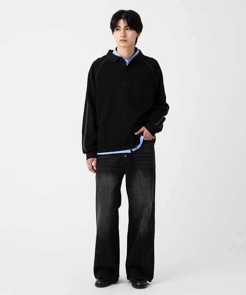 EVOLVERA(エボルヴェラー)の「Raglan side line logo embroidery Polo shirt / ラグランサイドライン ロゴ刺繍 ポロシャツ(Tシャツ/カットソー・メンズ・ブラウン/ブラック・L/M)」の18枚目の写真