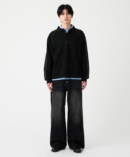 EVOLVERA(エボルヴェラー)の「Raglan side line logo embroidery Polo shirt / ラグランサイドライン ロゴ刺繍 ポロシャツ(Tシャツ/カットソー・メンズ・ブラウン/ブラック・L/M)」の19枚目の写真