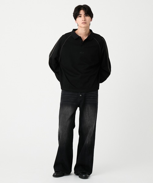 EVOLVERA(エボルヴェラー)の「Raglan side line logo embroidery Polo shirt / ラグランサイドライン ロゴ刺繍 ポロシャツ(Tシャツ/カットソー・メンズ・ブラウン/ブラック・L/M)」の20枚目の写真