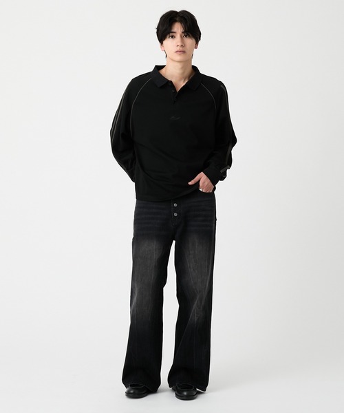 EVOLVERA(エボルヴェラー)の「Raglan side line logo embroidery Polo shirt / ラグランサイドライン ロゴ刺繍 ポロシャツ(Tシャツ/カットソー・メンズ・ブラウン/ブラック・L/M)」の21枚目の写真