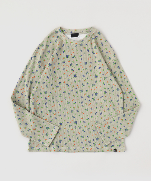 PHINGERIN(フィンガリン)の「PHINGERIN / フィンガリン FLOWER L/S WAFFLE THERMAL(Tシャツ/カットソー・メンズ・ベージュ/ブラック・LARGE/MEDIUM)」の2枚目の写真