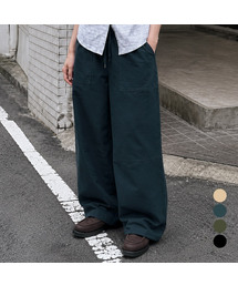 切り替えワイドコットンバンディングパンツ 4色