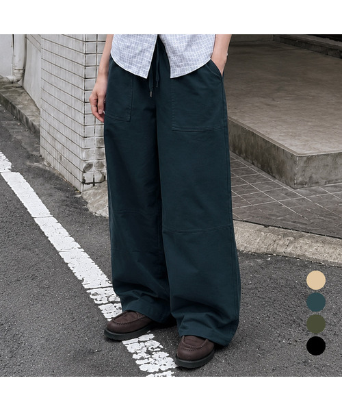 MOZMOZ(モズモズ)の「切り替えワイドコットンバンディングパンツ 4色(その他パンツ・メンズ・カーキ/ブラック/ベージュ/ネイビー・M/XL/XXL)」の4枚目の写真