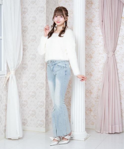 Mejoul(メジュール)の「【2026秋冬新作】バックリボンハイウエストフレアデニムパンツ(デニムパンツ・レディース・ブルー・XS/S/M)」の6枚目の写真