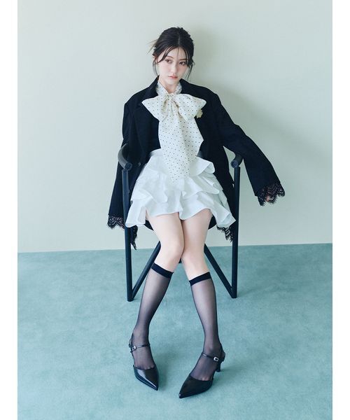 SNIDEL(スナイデル)の「ボウタイドッキングノースリプルオーバー(Tシャツ/カットソー・レディース・アイボリー/ネイビー/ブラック・F)」の17枚目の写真