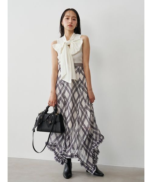SNIDEL(スナイデル)の「ボウタイドッキングノースリプルオーバー(Tシャツ/カットソー・レディース・アイボリー/ネイビー/ブラック・F)」の14枚目の写真