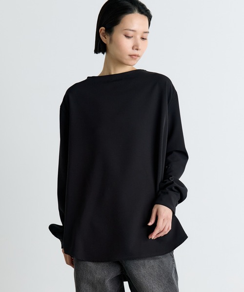 COGTHEBIGSMOKE(コグザビッグスモーク)の「【COGTHEBIGSMOKE/コグザビッグスモーク】OCEANA BUTTON ADJUST SLV TOP/カットソーシャツ(Tシャツ/カットソー・レディース・ブラック/アイボリー・1)」の2枚目の写真