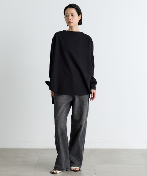 COGTHEBIGSMOKE(コグザビッグスモーク)の「【COGTHEBIGSMOKE/コグザビッグスモーク】OCEANA BUTTON ADJUST SLV TOP/カットソーシャツ(Tシャツ/カットソー・レディース・ブラック/アイボリー・1)」の3枚目の写真
