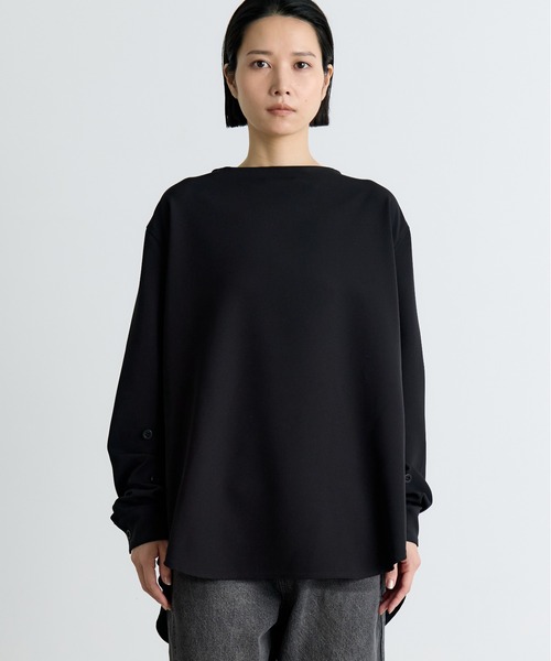 COGTHEBIGSMOKE(コグザビッグスモーク)の「【COGTHEBIGSMOKE/コグザビッグスモーク】OCEANA BUTTON ADJUST SLV TOP/カットソーシャツ(Tシャツ/カットソー・レディース・ブラック/アイボリー・1)」の6枚目の写真