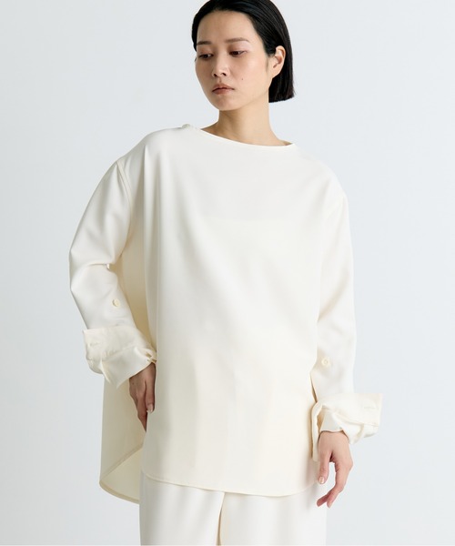 COGTHEBIGSMOKE(コグザビッグスモーク)の「【COGTHEBIGSMOKE/コグザビッグスモーク】OCEANA BUTTON ADJUST SLV TOP/カットソーシャツ(Tシャツ/カットソー・レディース・ブラック/アイボリー・1)」の17枚目の写真