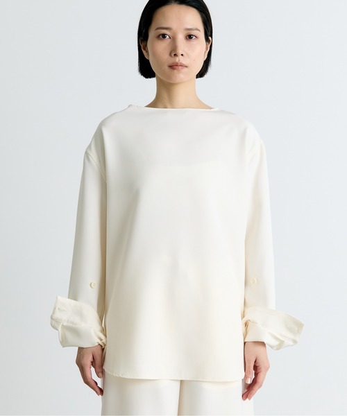 COGTHEBIGSMOKE(コグザビッグスモーク)の「【COGTHEBIGSMOKE/コグザビッグスモーク】OCEANA BUTTON ADJUST SLV TOP/カットソーシャツ(Tシャツ/カットソー・レディース・ブラック/アイボリー・1)」の18枚目の写真