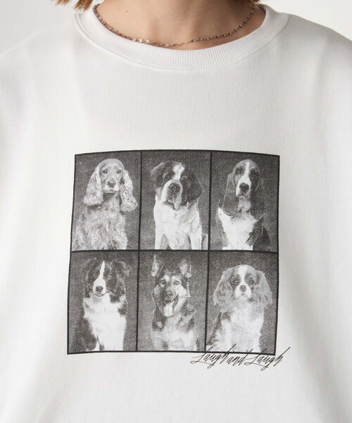 BONLECILL(ボンルシール)の「DOG PHOTグラフィックスウェットプルオーバー(スウェット・レディース・オフホワイト/グレー/チャコールグレー・FREE)」の11枚目の写真