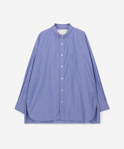 TICCA(ティッカ)の「TICCA | コットンシャンブレー スタンドスクエアシャツ UNISEX(シャツ/ブラウス・レディース・ブルー/チャコール・F)」の3枚目の写真