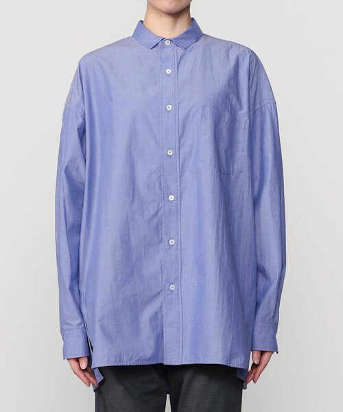 TICCA(ティッカ)の「TICCA | コットンシャンブレー スタンドスクエアシャツ UNISEX(シャツ/ブラウス・レディース・ブルー/チャコール・F)」の10枚目の写真